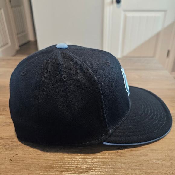 Vtg North Carolina Tar Heels Fitted Hat Cap Black Flat Bill UNC Embroidered OSFA - Picture 5 of 9